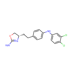 NC1=N[C@@H](CCc2ccc(Nc3ccc(Cl)c(Cl)c3)cc2)CO1 ZINC000169701162