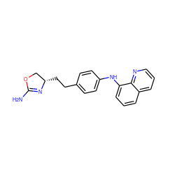 NC1=N[C@@H](CCc2ccc(Nc3cccc4cccnc34)cc2)CO1 ZINC000169701148