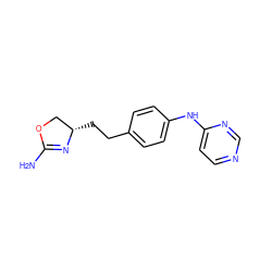 NC1=N[C@@H](CCc2ccc(Nc3ccncn3)cc2)CO1 ZINC000169701175