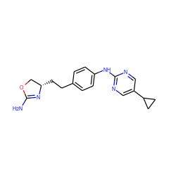 NC1=N[C@@H](CCc2ccc(Nc3ncc(C4CC4)cn3)cc2)CO1 ZINC000139773743