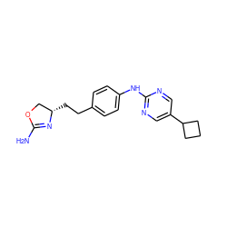 NC1=N[C@@H](CCc2ccc(Nc3ncc(C4CCC4)cn3)cc2)CO1 ZINC000169701194