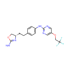 NC1=N[C@@H](CCc2ccc(Nc3ncc(OCC(F)(F)F)cn3)cc2)CO1 ZINC000169701208