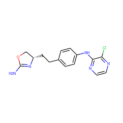 NC1=N[C@@H](CCc2ccc(Nc3nccnc3Cl)cc2)CO1 ZINC000139787937