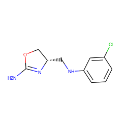 NC1=N[C@@H](CNc2cccc(Cl)c2)CO1 ZINC000117976101