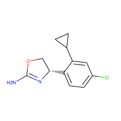 NC1=N[C@@H](c2ccc(Cl)cc2C2CC2)CO1 ZINC000169698894