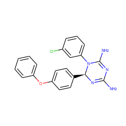 NC1=N[C@@H](c2ccc(Oc3ccccc3)cc2)N(c2cccc(Cl)c2)C(N)=N1 ZINC000013559310