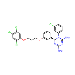 NC1=N[C@@H](c2cccc(OCCCOc3cc(Cl)c(Cl)cc3Cl)c2)N(c2cccc(Cl)c2)C(N)=N1 ZINC000027732635