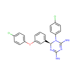 NC1=N[C@@H](c2cccc(Oc3ccc(Cl)cc3)c2)N(c2ccc(Cl)cc2)C(N)=N1 ZINC000013559320