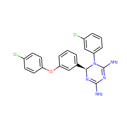 NC1=N[C@@H](c2cccc(Oc3ccc(Cl)cc3)c2)N(c2cccc(Cl)c2)C(N)=N1 ZINC000013559322