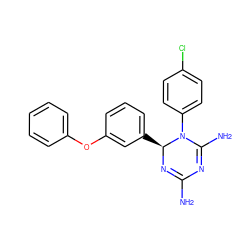 NC1=N[C@@H](c2cccc(Oc3ccccc3)c2)N(c2ccc(Cl)cc2)C(N)=N1 ZINC000013559312