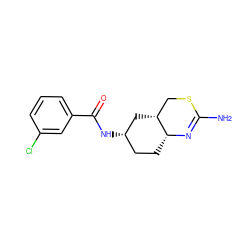 NC1=N[C@@H]2CC[C@H](NC(=O)c3cccc(Cl)c3)C[C@@H]2CS1 ZINC000230533658