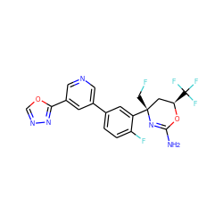 NC1=N[C@](CF)(c2cc(-c3cncc(-c4nnco4)c3)ccc2F)C[C@@H](C(F)(F)F)O1 ZINC000223561895