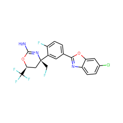 NC1=N[C@](CF)(c2cc(-c3nc4ccc(Cl)cc4o3)ccc2F)C[C@@H](C(F)(F)F)O1 ZINC000219167565