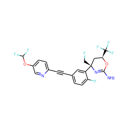 NC1=N[C@](CF)(c2cc(C#Cc3ccc(OC(F)F)cn3)ccc2F)C[C@@H](C(F)(F)F)O1 ZINC000223523095