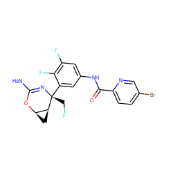 NC1=N[C@](CF)(c2cc(NC(=O)c3ccc(Br)cn3)cc(F)c2F)[C@H]2C[C@H]2O1 ZINC000226110423