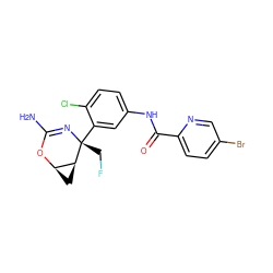 NC1=N[C@](CF)(c2cc(NC(=O)c3ccc(Br)cn3)ccc2Cl)[C@H]2C[C@H]2O1 ZINC000226069950