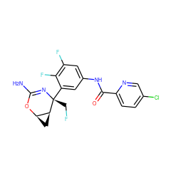 NC1=N[C@](CF)(c2cc(NC(=O)c3ccc(Cl)cn3)cc(F)c2F)[C@H]2C[C@H]2O1 ZINC000226087516