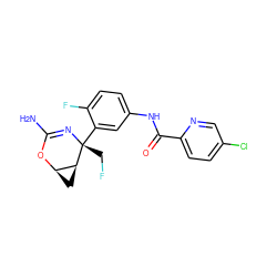 NC1=N[C@](CF)(c2cc(NC(=O)c3ccc(Cl)cn3)ccc2F)[C@H]2C[C@H]2O1 ZINC000213840371