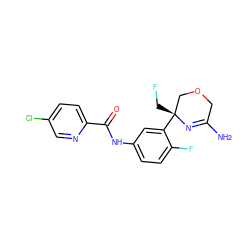 NC1=N[C@](CF)(c2cc(NC(=O)c3ccc(Cl)cn3)ccc2F)COC1 ZINC000113656213