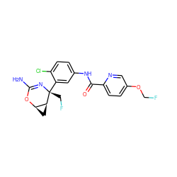 NC1=N[C@](CF)(c2cc(NC(=O)c3ccc(OCF)cn3)ccc2Cl)[C@H]2C[C@H]2O1 ZINC000226073348