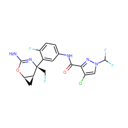 NC1=N[C@](CF)(c2cc(NC(=O)c3nn(C(F)F)cc3Cl)ccc2F)[C@H]2C[C@H]2O1 ZINC000226072373