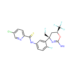 NC1=N[C@](CF)(c2cc(NC(=S)c3ccc(Cl)cn3)ccc2F)C[C@@H](C(F)(F)F)O1 ZINC000223549948