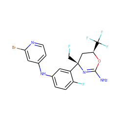 NC1=N[C@](CF)(c2cc(Nc3ccnc(Br)c3)ccc2F)C[C@@H](C(F)(F)F)O1 ZINC000223545953