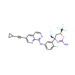 NC1=N[C@](CF)(c2cc(Nc3nccc4cc(C#CC5CC5)cnc34)ccc2F)C[C@@H](C(F)(F)F)O1 ZINC000223552166