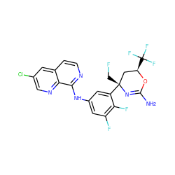 NC1=N[C@](CF)(c2cc(Nc3nccc4cc(Cl)cnc34)cc(F)c2F)C[C@@H](C(F)(F)F)O1 ZINC000223526225