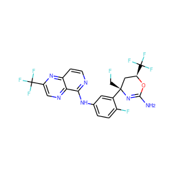 NC1=N[C@](CF)(c2cc(Nc3nccc4nc(C(F)(F)F)cnc34)ccc2F)C[C@@H](C(F)(F)F)O1 ZINC000223551067