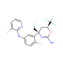 NC1=N[C@](CF)(c2cc(Nc3ncccc3F)ccc2F)C[C@@H](C(F)(F)F)O1 ZINC000223530033