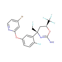 NC1=N[C@](CF)(c2cc(Oc3cc(Br)ccn3)ccc2F)C[C@@H](C(F)(F)F)O1 ZINC000223528662