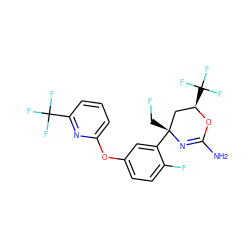 NC1=N[C@](CF)(c2cc(Oc3cccc(C(F)(F)F)n3)ccc2F)C[C@@H](C(F)(F)F)O1 ZINC000223556443