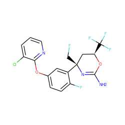 NC1=N[C@](CF)(c2cc(Oc3ncccc3Cl)ccc2F)C[C@@H](C(F)(F)F)O1 ZINC000223544409