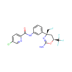 NC1=N[C@](CF)(c2cccc(NC(=O)c3ccc(Cl)cn3)c2)C[C@@H](C(F)(F)F)O1 ZINC000218670170