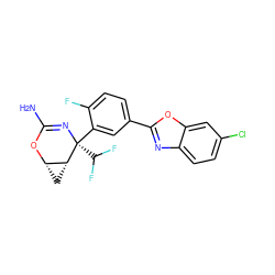 NC1=N[C@](c2cc(-c3nc4ccc(Cl)cc4o3)ccc2F)(C(F)F)[C@@H]2C[C@@H]2O1 ZINC000226075264