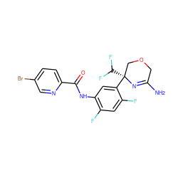 NC1=N[C@](c2cc(NC(=O)c3ccc(Br)cn3)c(F)cc2F)(C(F)F)COC1 ZINC000113657229