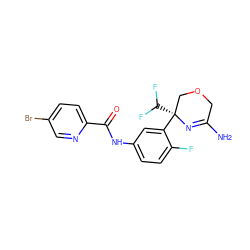 NC1=N[C@](c2cc(NC(=O)c3ccc(Br)cn3)ccc2F)(C(F)F)COC1 ZINC000113653066