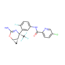 NC1=N[C@](c2cc(NC(=O)c3ccc(Cl)cn3)ccc2F)(C(F)(F)F)[C@@H]2C[C@@H]2O1 ZINC000220651292