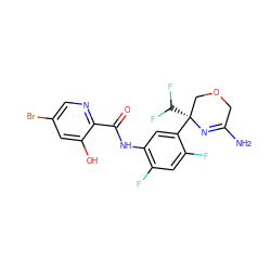 NC1=N[C@](c2cc(NC(=O)c3ncc(Br)cc3O)c(F)cc2F)(C(F)F)COC1 ZINC000113661630