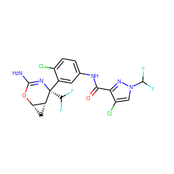 NC1=N[C@](c2cc(NC(=O)c3nn(C(F)F)cc3Cl)ccc2Cl)(C(F)F)[C@@H]2C[C@@H]2O1 ZINC000226059506