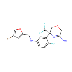 NC1=N[C@](c2cc(NCc3cc(Br)co3)ccc2F)(C(F)F)COC1 ZINC000145461689