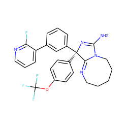 NC1=N[C@](c2ccc(OC(F)(F)F)cc2)(c2cccc(-c3cccnc3F)c2)C2=NCCCCCN12 ZINC000045257233