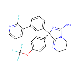 NC1=N[C@](c2ccc(OC(F)(F)F)cc2)(c2cccc(-c3cccnc3F)c2)C2=NCCCN12 ZINC000035998746