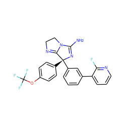 NC1=N[C@](c2ccc(OC(F)(F)F)cc2)(c2cccc(-c3cccnc3F)c2)C2=NCCN12 ZINC000045246058