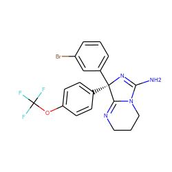 NC1=N[C@](c2ccc(OC(F)(F)F)cc2)(c2cccc(Br)c2)C2=NCCCN12 ZINC000045245994