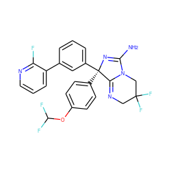 NC1=N[C@](c2ccc(OC(F)F)cc2)(c2cccc(-c3cccnc3F)c2)C2=NCC(F)(F)CN12 ZINC000073313107