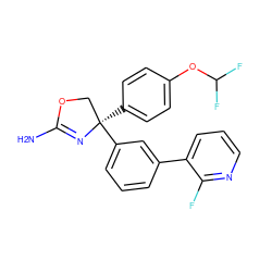 NC1=N[C@](c2ccc(OC(F)F)cc2)(c2cccc(-c3cccnc3F)c2)CO1 ZINC000095577624