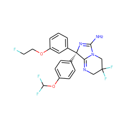 NC1=N[C@](c2ccc(OC(F)F)cc2)(c2cccc(OCCF)c2)C2=NCC(F)(F)CN12 ZINC000169334545