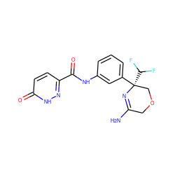 NC1=N[C@](c2cccc(NC(=O)c3ccc(=O)[nH]n3)c2)(C(F)F)COC1 ZINC000113660009